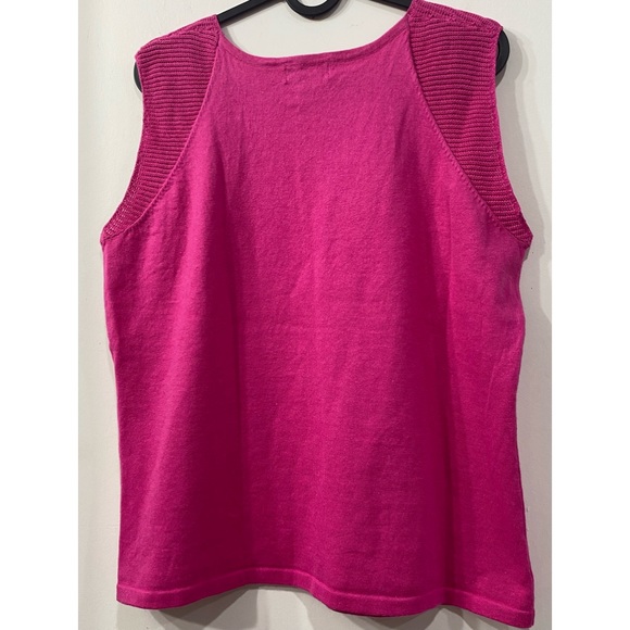 Kerry Brooke Sleeveless Linen Blend Magenta Crochet Top size L - Picture 2 of 5